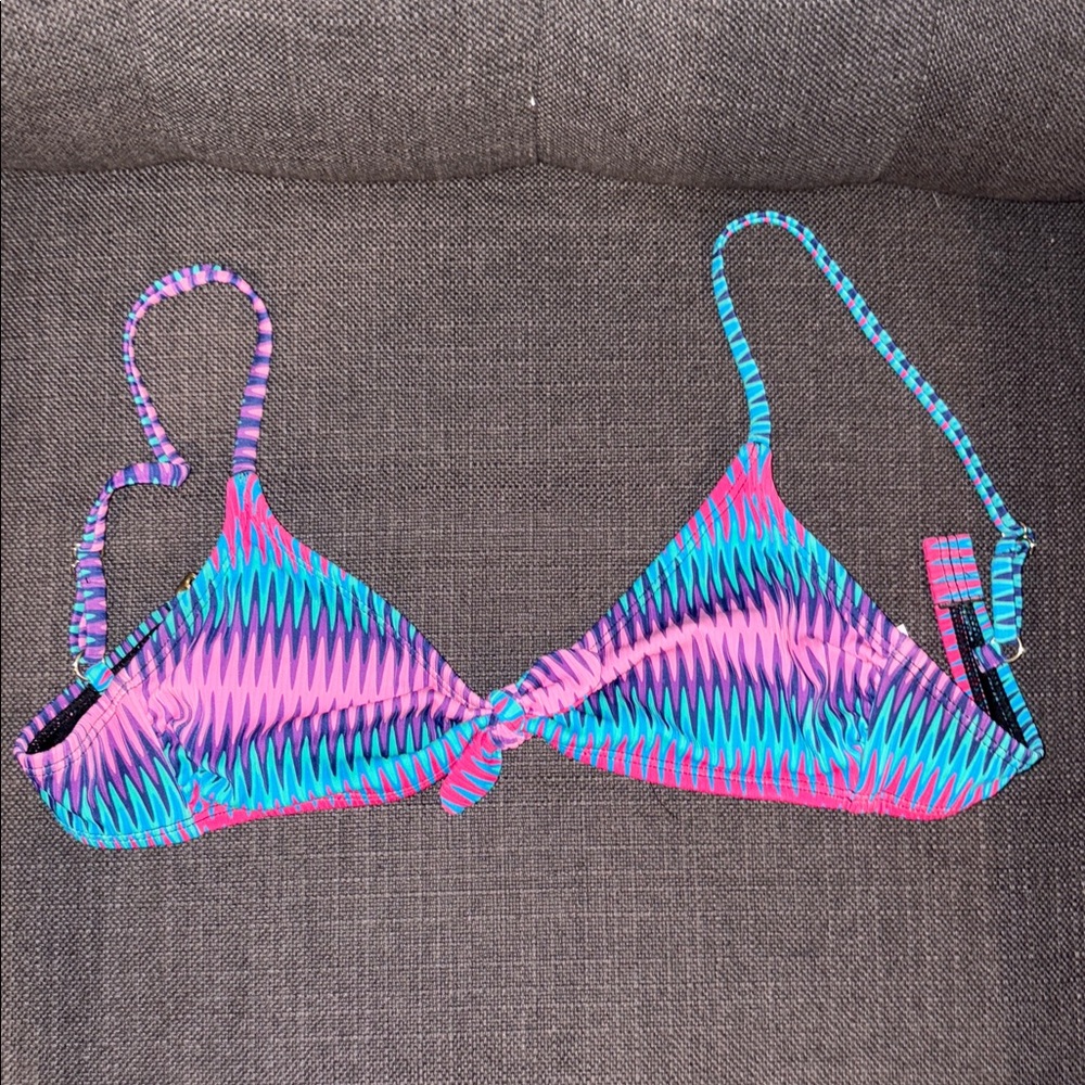 Forever 21 Pink and Blue Striped Bikini Top